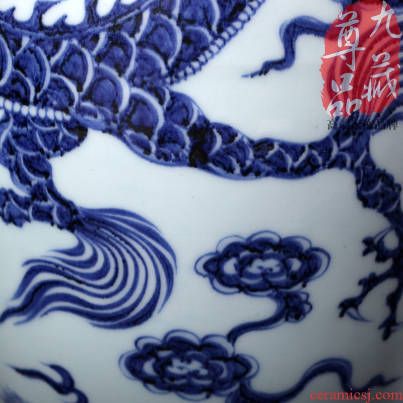 Jingdezhen ceramics imitation of yuan blue and white YunLongWen elephant ears vase household antique crafts are sitting room