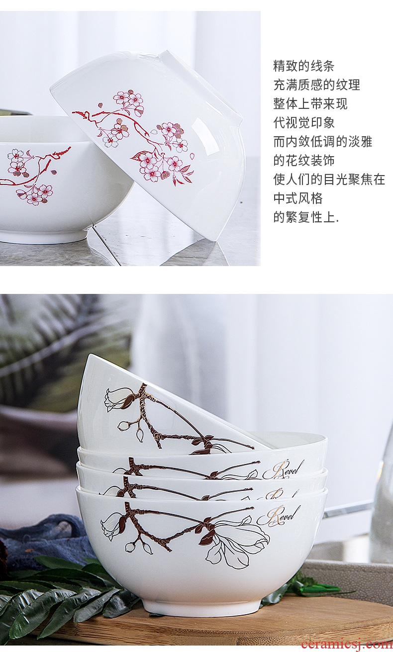 Bone bowls with 6 inches rainbow noodle bowl of jingdezhen ceramic tableware creative contracted the hot soup bowl large bowl