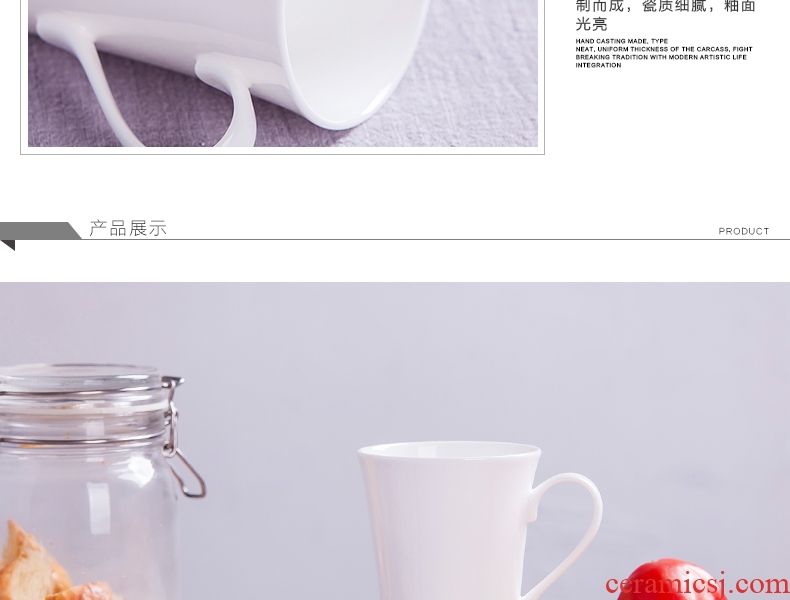 Jingdezhen porcelain bone milk cup pure white ceramic mugs creative couple cup tea cup cup coffee for breakfast