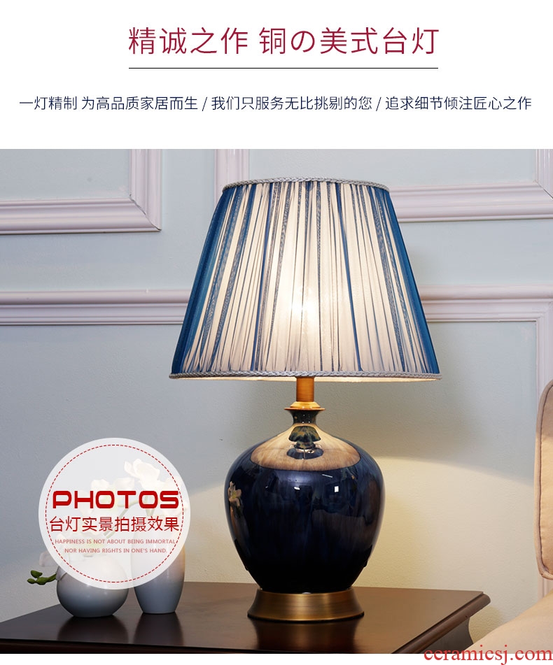 Contemporary and contracted sweet ceramic desk lamp full copper lamp sitting room the bedroom the head of a bed lamp vase creative study desk lamp