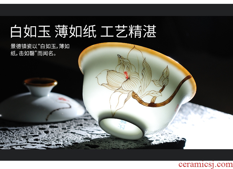 Drink to jingdezhen size tureen single white porcelain cups thin foetus tea bowl three glass ceramic kung fu tea set