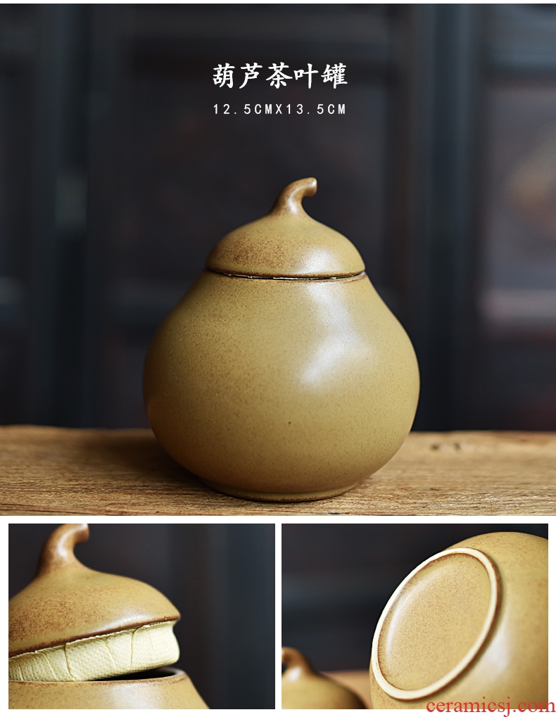 Tao fan ceramic persimmon tea caddy seal storage tanks small POTS kung fu tea set up clearance