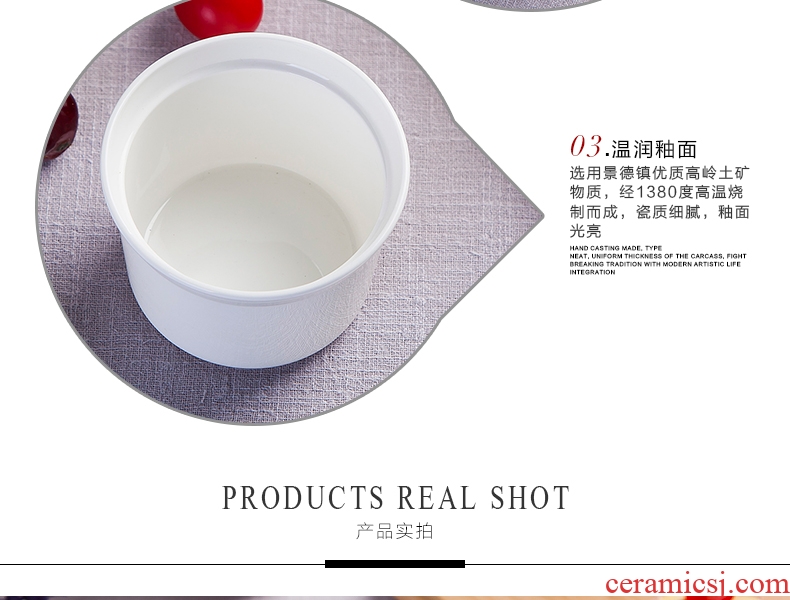 Jingdezhen healthy bone China isolate hose water stew seasoning cans ceramic cup bird's nest soup pot stew cup pure white