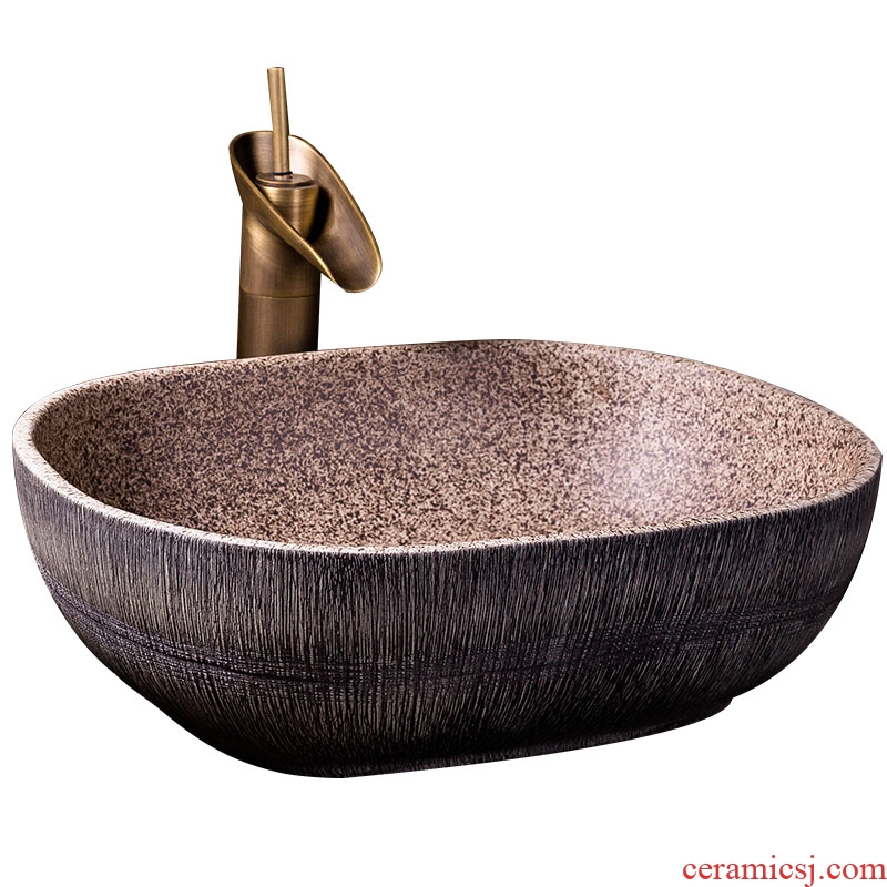 Basin of wash one on the oval ceramic face basin of Chinese style antique art creative toilet toilet dish washing basin