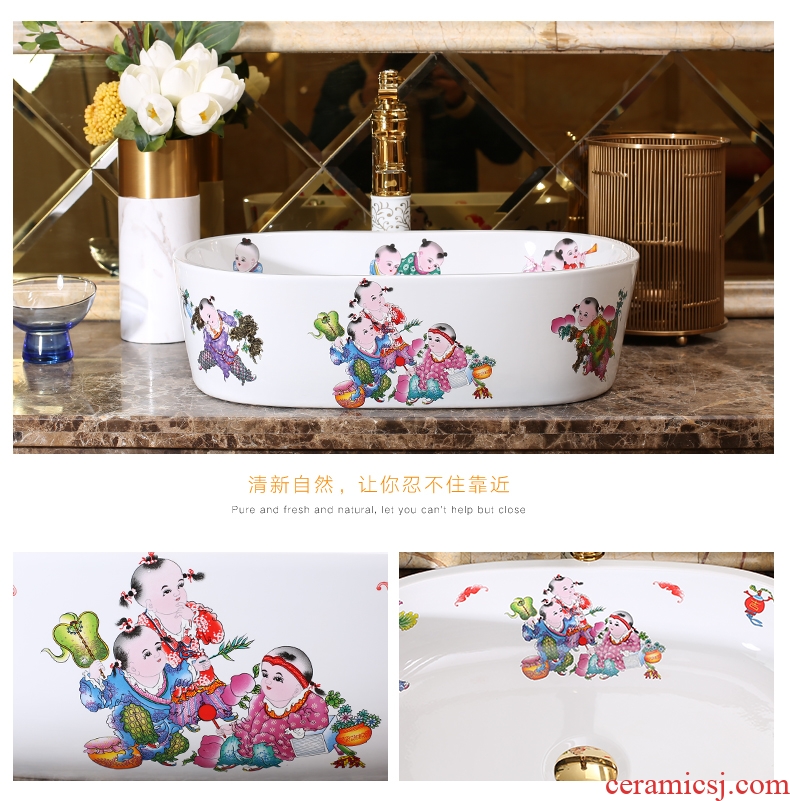 Small size on the basin of rectangular art 35 cm toilet lavabo small lavatory basin of household ceramics