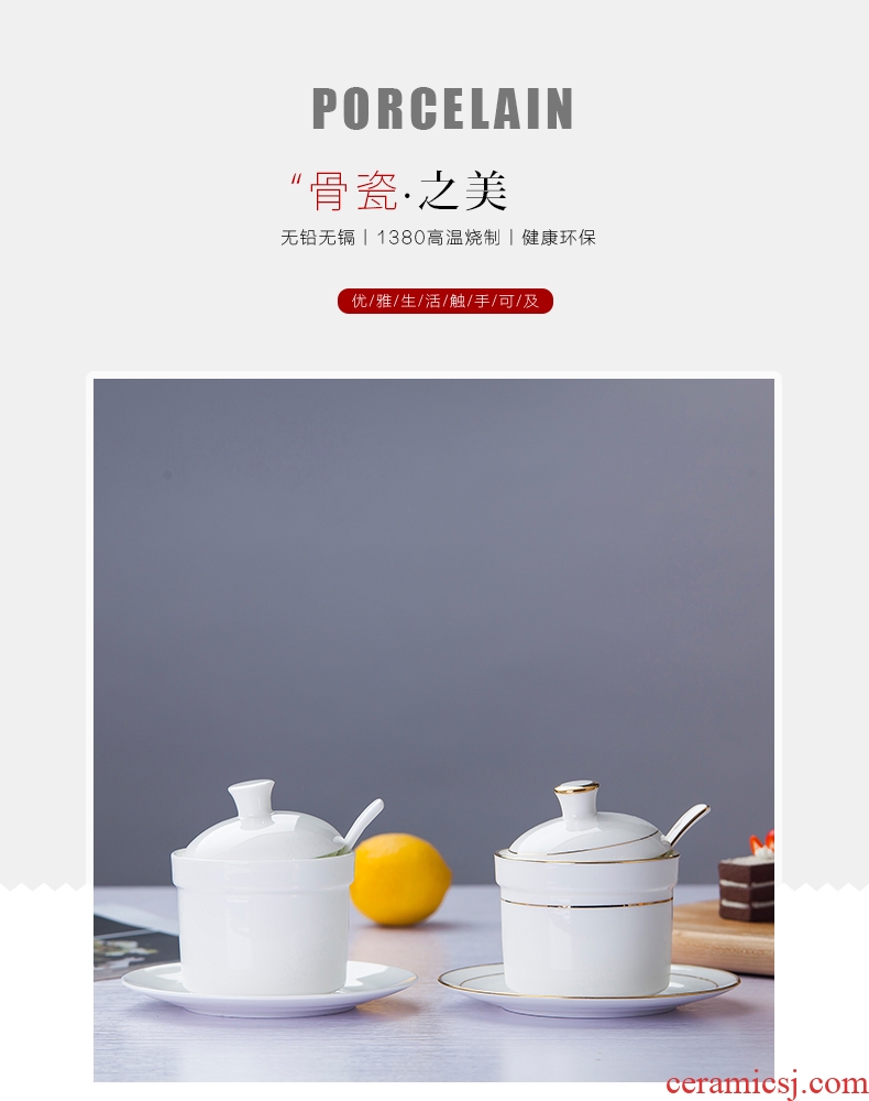 Jingdezhen porcelain bone soup bowl with cover of pottery and porcelain pot stew water dish seasoning cans bird's nest soup pot stew forest frog stew cup
