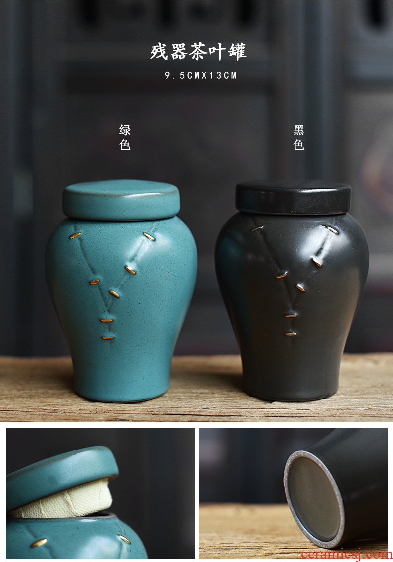 Tao fan ceramic persimmon tea caddy seal storage tanks small POTS kung fu tea set up clearance