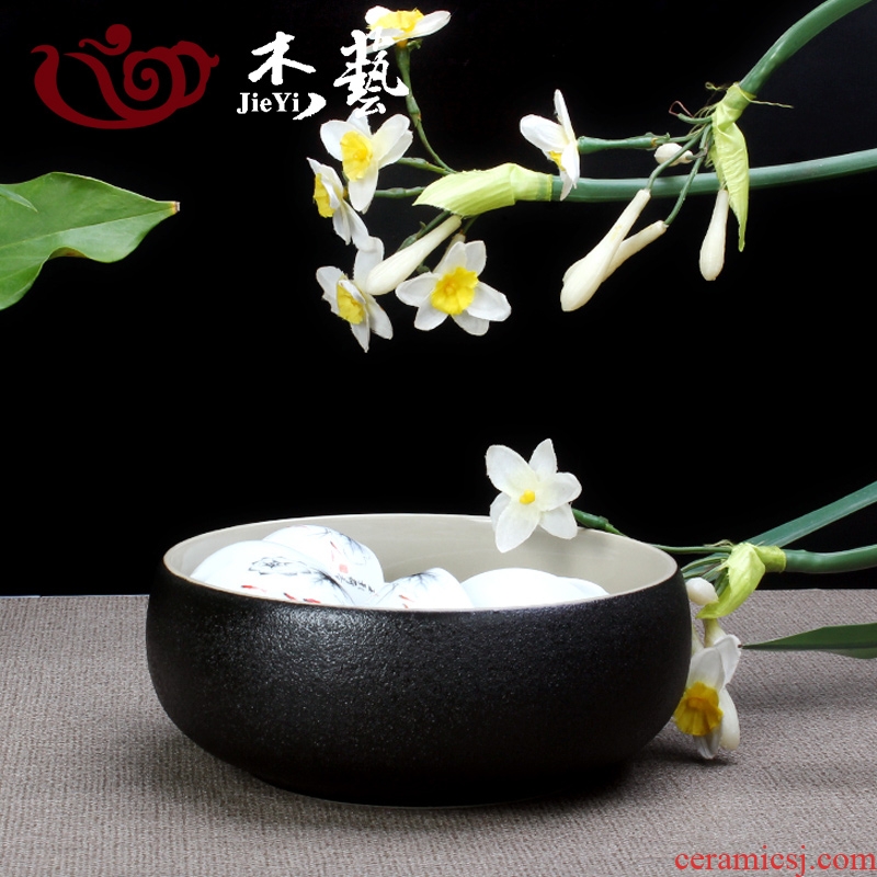 Jade art coarse pottery large wash wash the ceramic bowl of water jar cup of black tea writing brush washer kung fu tea tea accessories