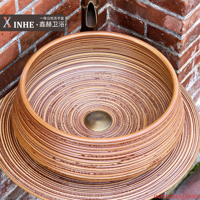 Ceramic pillar lavabo household small family toilet basin column outdoor ground integrated art commode