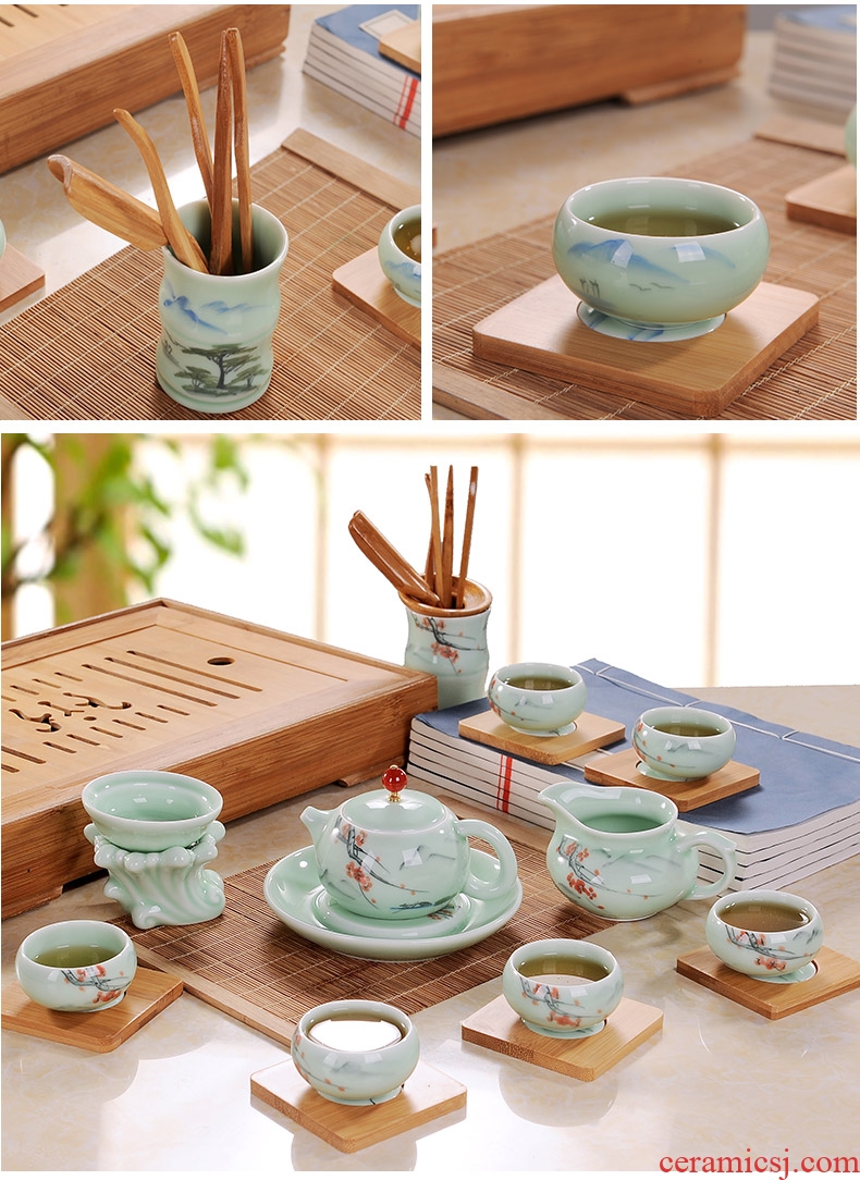 Kung fu tea set suit household Chinese hand-painted jingdezhen ceramic tea office six cups of a complete set of tea sets