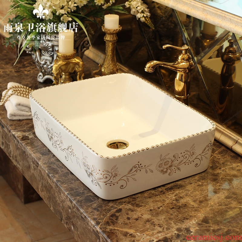 Jingdezhen ceramic art rain spring stage basin rectangle rectangle phnom penh lavatory bathroom sink