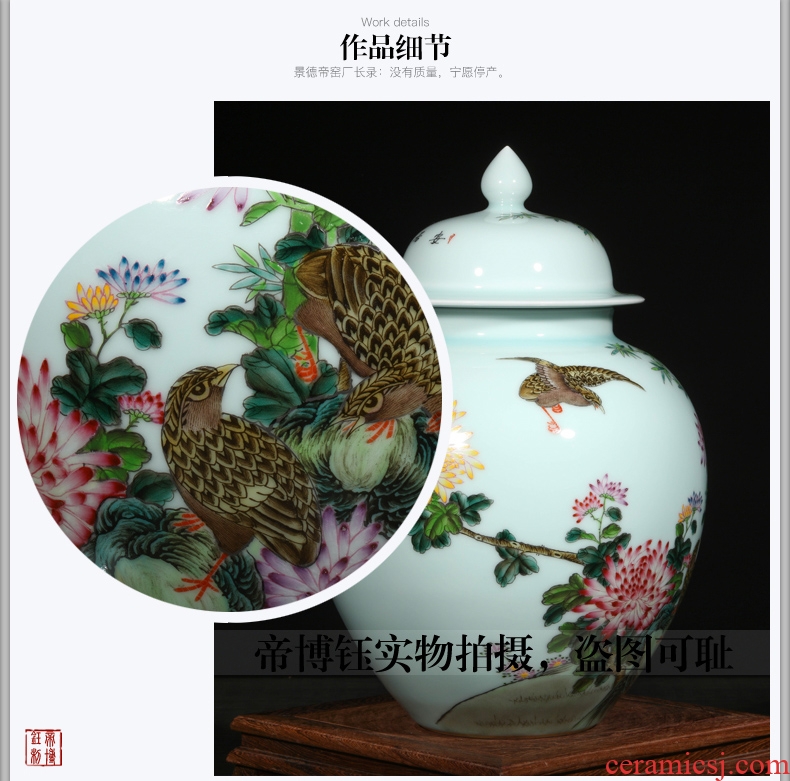 Antique hand-painted porcelain of jingdezhen ceramics bucket color auspicious flower vase classical Chinese style home furnishing articles - 567207731077