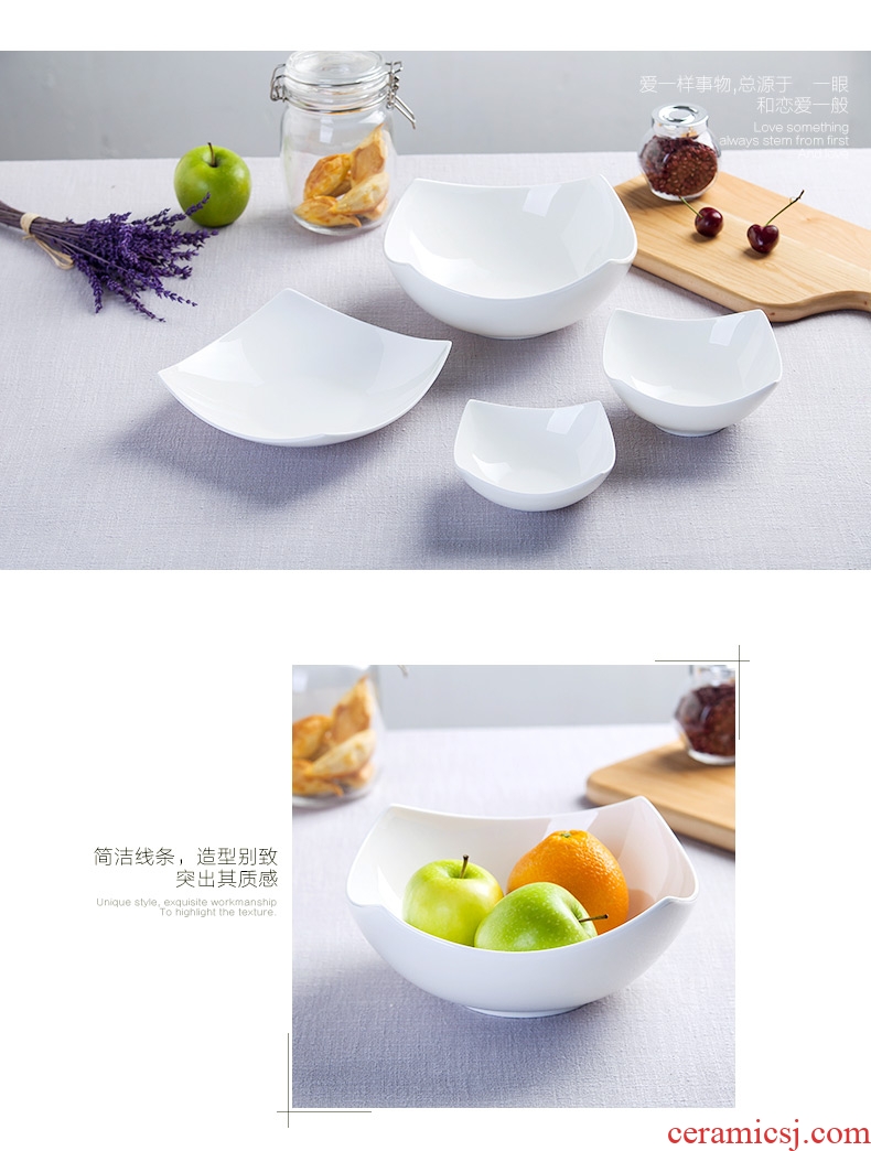 Jingdezhen ceramic tableware creative home pure simple bowl of soup bowl of salad bowl size bowl of newborn
