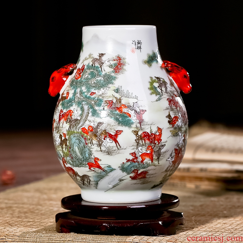 Jingdezhen ceramics imitation retro nostalgia art flower arranging large vase office sitting room handmade works of art