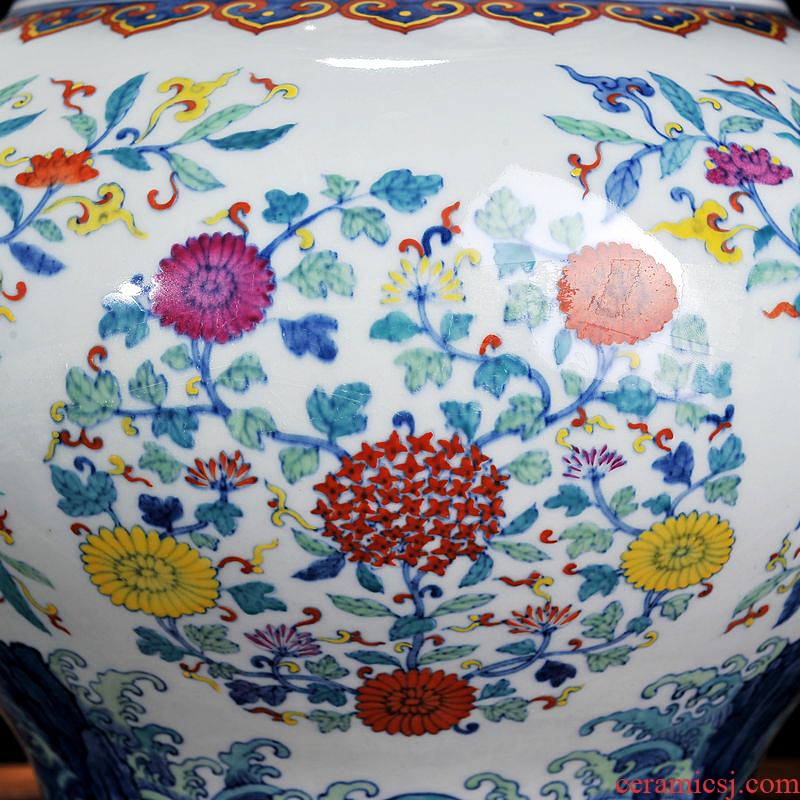 Antique hand-painted porcelain of jingdezhen ceramics general bucket color binaural pot cover household crafts are sitting room
