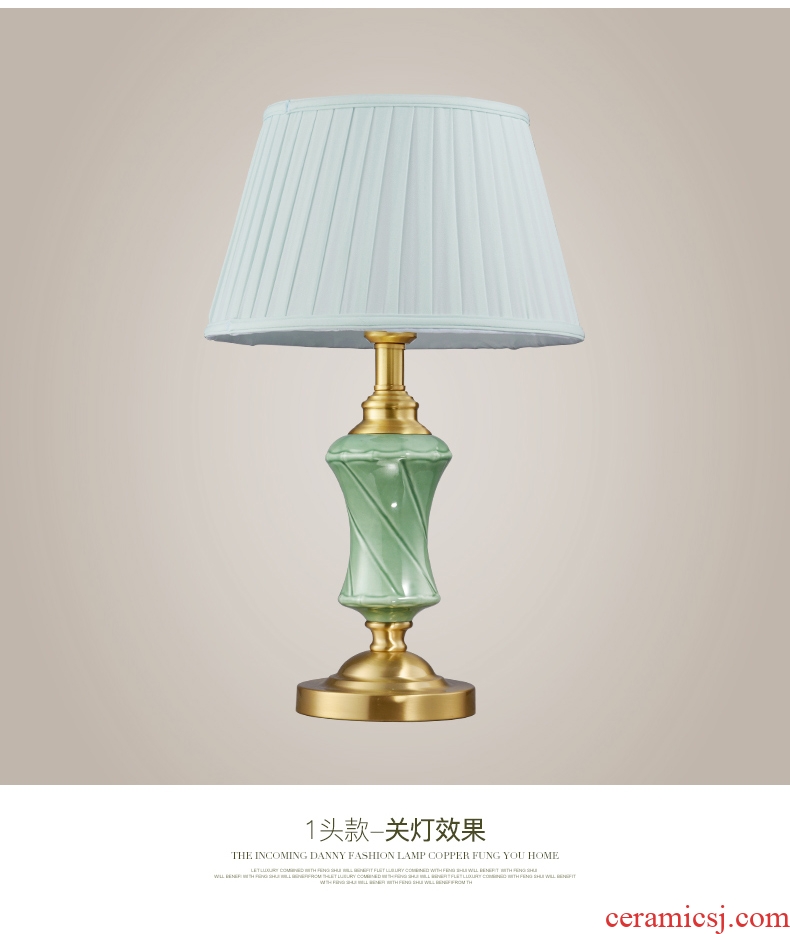 American whole copper lamp contracted and contemporary villa living room a study of bedroom the head of a bed sweet household decorative ceramic lamps and lanterns