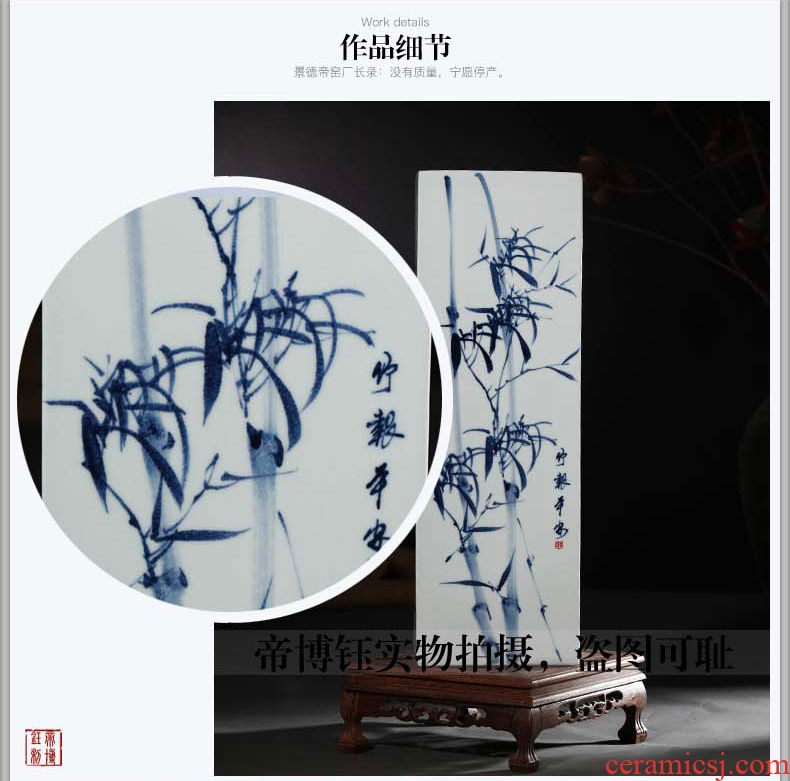 Jingdezhen blue and white chrysanthemum patterns hand-painted ceramics of large vases, flower arranging and calligraphy scrolls cylinder furnishing articles