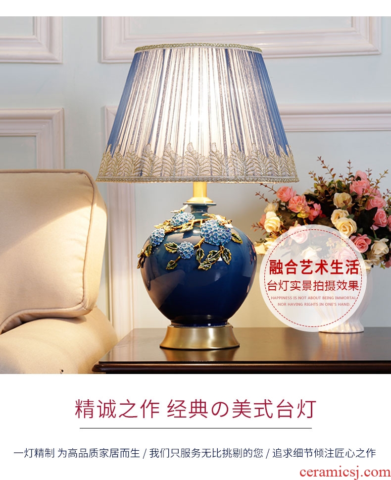 American simple ceramic desk lamp full copper sitting room study continental warm desk lamp of bedroom the head of a bed decorated dimmer remote