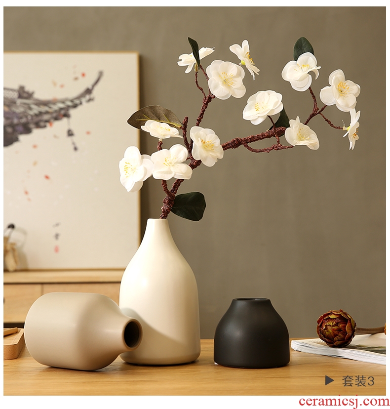 Japanese zen household act the role ofing is tasted handmade flower adornment place black and white ceramic vases, three-piece suit blossoms