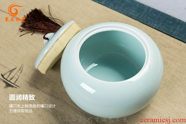 East west tea pot of tea caddy ceramic tea pot small storage tanks puer tea pot celadon green tea pot