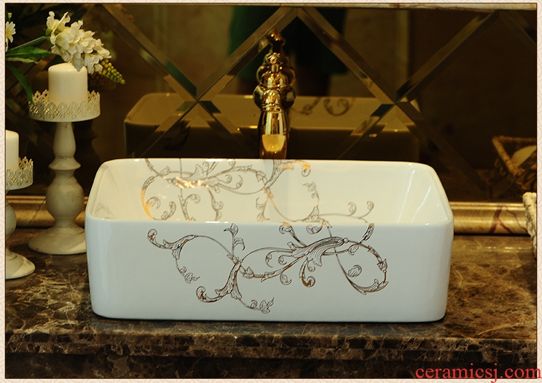 Spring rain square fashion simple sanitary ware jingdezhen ceramic stage basin basin sink art basin sinks