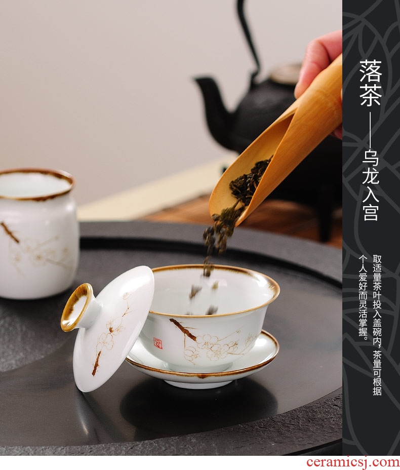 Drink to jingdezhen size tureen single white porcelain cups thin foetus tea bowl three glass ceramic kung fu tea set