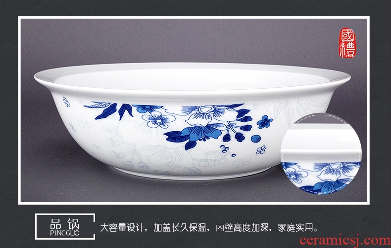 Red ceramic tableware suit household jingdezhen blue and white porcelain dishes suit glair 28 LanXin head