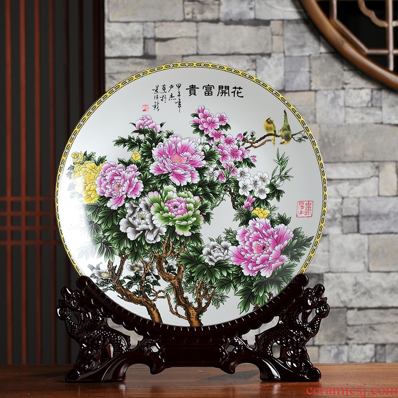 Blue and white porcelain plate wine accessories furnishing articles Chinese style household bedroom desktop porch decoration ceramics arts and crafts