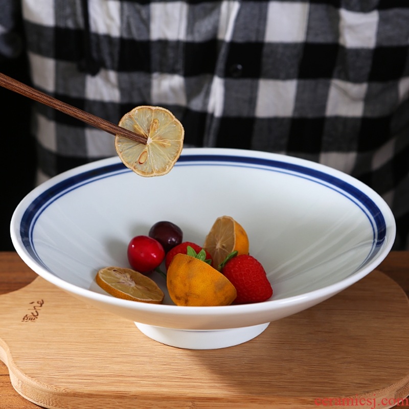 Jingdezhen ceramic bowl under the glaze color household Japanese hat to ramen soup bowl large salad bowl contracted tableware restoring ancient ways