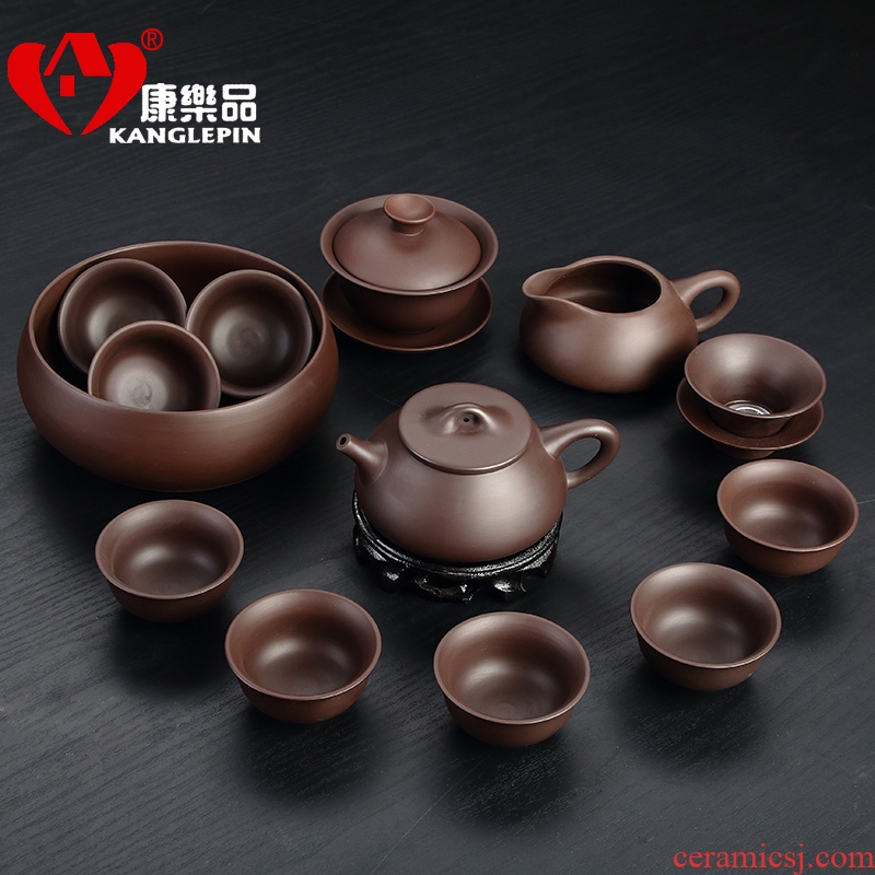 Recreational product office yixing purple sand kung fu tea set the whole teapot to restore ancient ways chinaware small tea cups