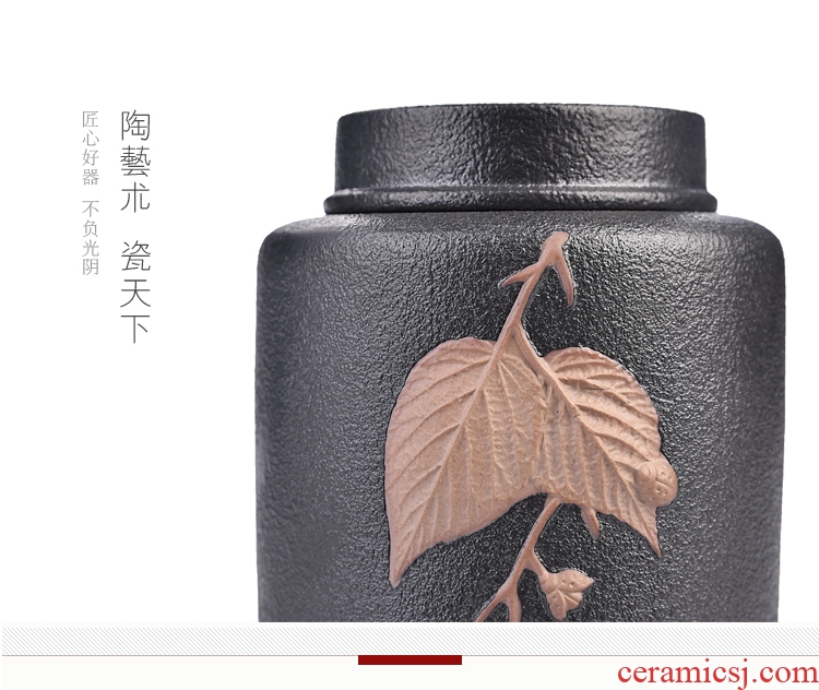 Chen xiang tea set coarse pottery caddy large ceramic POTS of pu 'er tea box sealed cans and receives moistureproof
