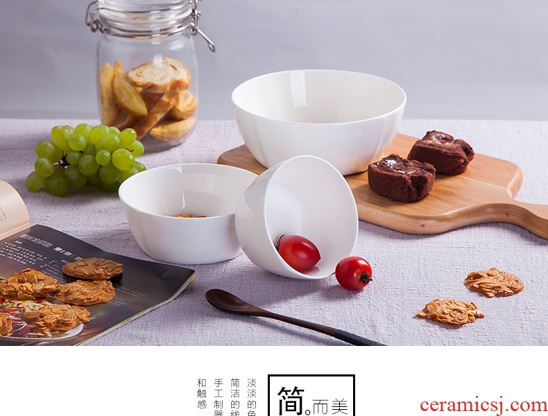Jingdezhen porcelain tableware of pure bone square Korean household ceramic bowl bowl dish small bowl of rice noodles bowl