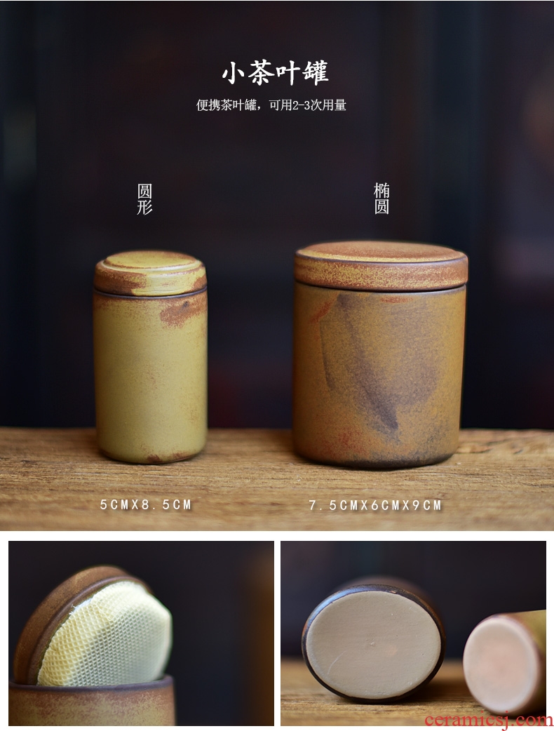 Tao fan ceramic persimmon tea caddy seal storage tanks small POTS kung fu tea set up clearance