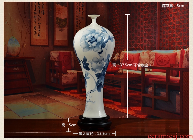 Oriental clay ceramic hand-painted vases furnishing articles of Chinese style living room TV cabinet rich ancient frame accessories/blooming flowers
