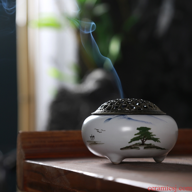 Hong bo acura censer ceramic sitting room place tea set sandalwood incense bedroom joss stick plate censer smoked incense burner