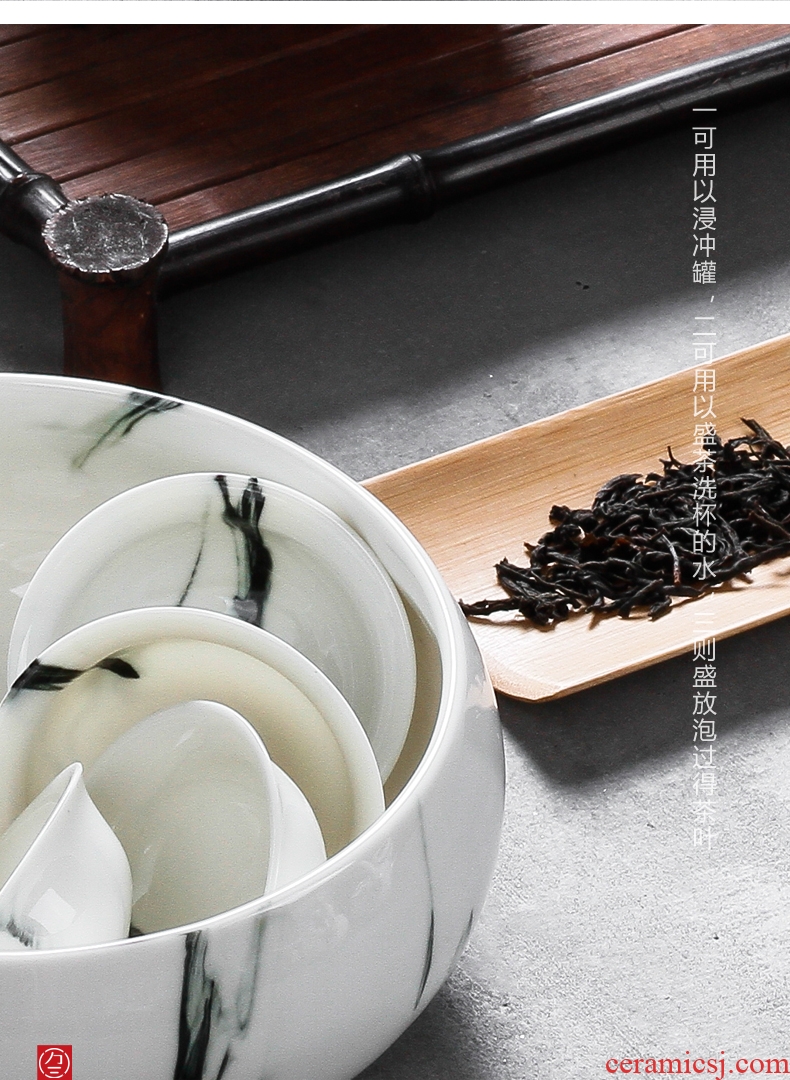 Three thousand in hot tea ceramic container kung fu tea set parts barrel water jar wash cup bowl tea wash cup XiCha sea
