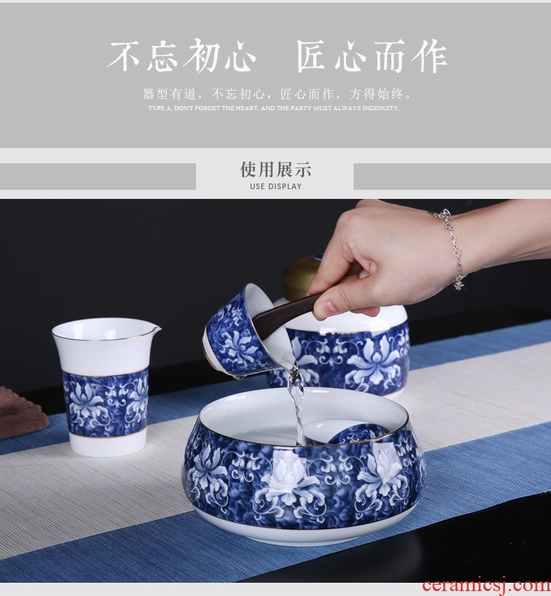 Thyme tang home blue and white porcelain tea wash your writing brush washer ceramic kung fu tea set auto parts large cup tea tea ceremony