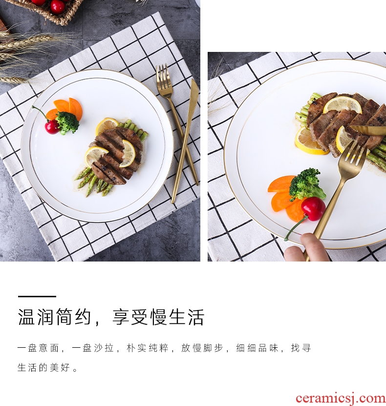 Ceramic plate of household 10 inch on the disc bone porcelain hotel with disc contracted show plate cold dish plate western food steak plate