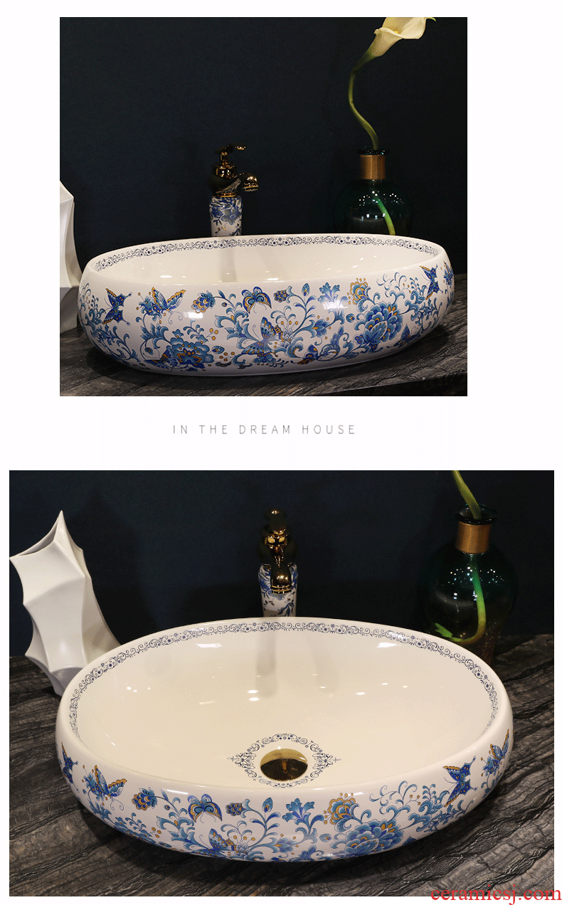 The stage basin oval lavatory household toilet plate ceramic modern sanitary ware art basin of continental basin that wash a face to wash your hands