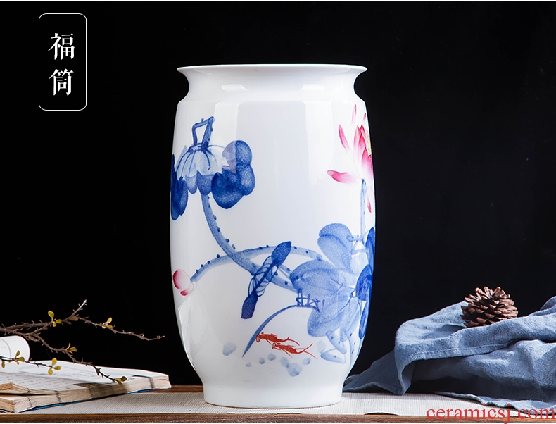 Jingdezhen ceramics hand-painted color bucket vase wine porch home decoration sitting room TV ark furnishing articles