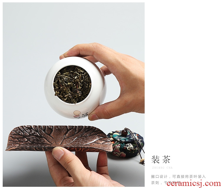 Chen xiang sealed ceramic tea caddy box travel warehouse storage tank pu 'er tea pot receives tea set
