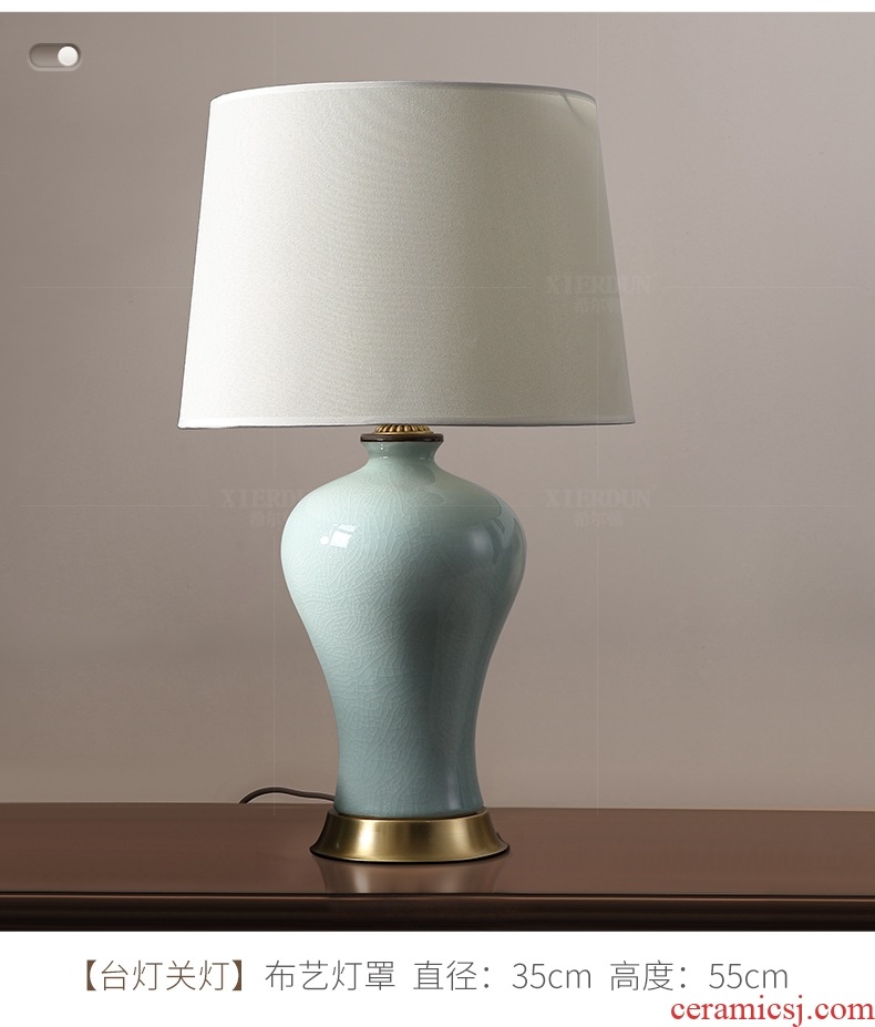 Hilton full copper American ceramic desk lamp bedside lamp room is contemporary and contracted sitting room bedroom decorate household lamps and lanterns