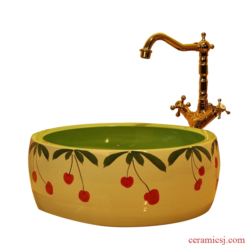 New fashionable sanitary waist drum jingdezhen art basin lavatory basin stage basin sink - a small cherry