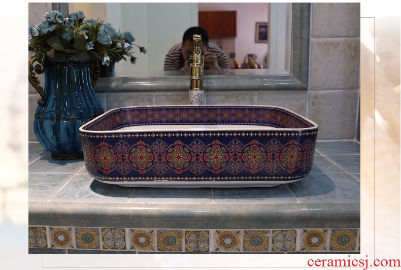 The sink basin sinks art on the square ceramic Europe type toilet of wash basin basin purple orchid emotional appeal