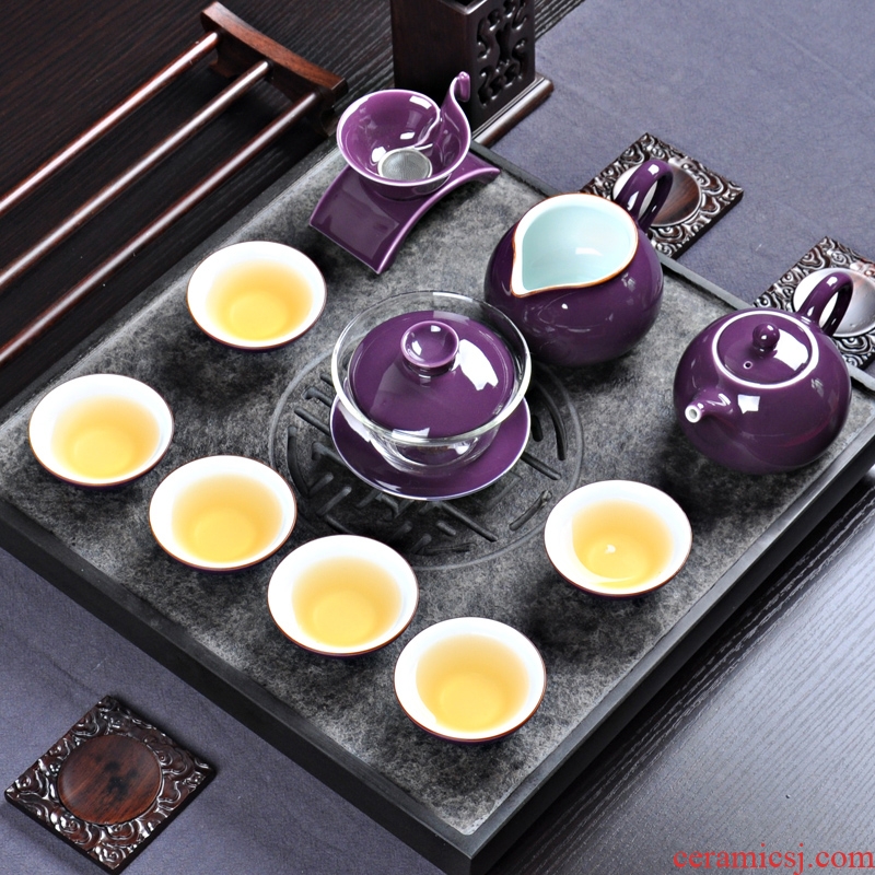 Thyme tang tea household glaze ceramic tea set a complete set of kung fu tea kettle GaiWanCha Japanese sea