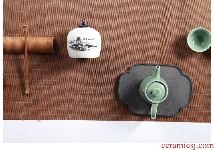 Hong bo acura celadon trumpet tea caddy tin can handmade ceramic violet arenaceous caddy pu seal pot of tea