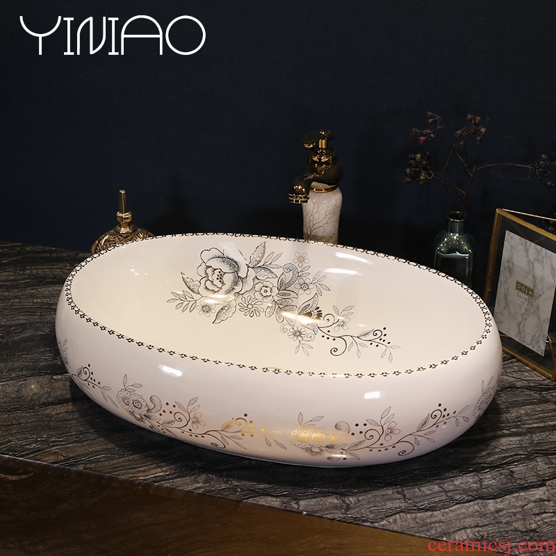 European art stage basin oval American ceramic lavatory sink jingdezhen hand washing dish basin on stage