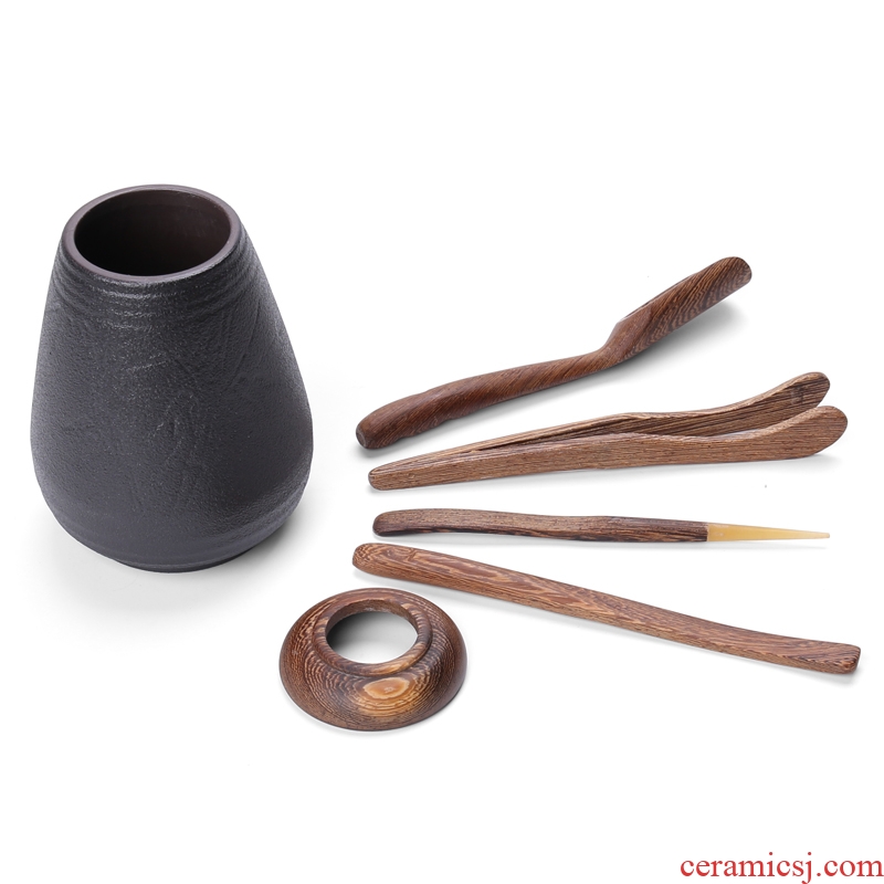 In tang dynasty ceramic tea six gentleman's suit ebony wood spoon ChaGa kung fu tea tea tea tea accessories