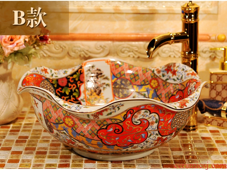 Lavatory art ceramic european-style petals toilet stage basin basin sink basin on stage