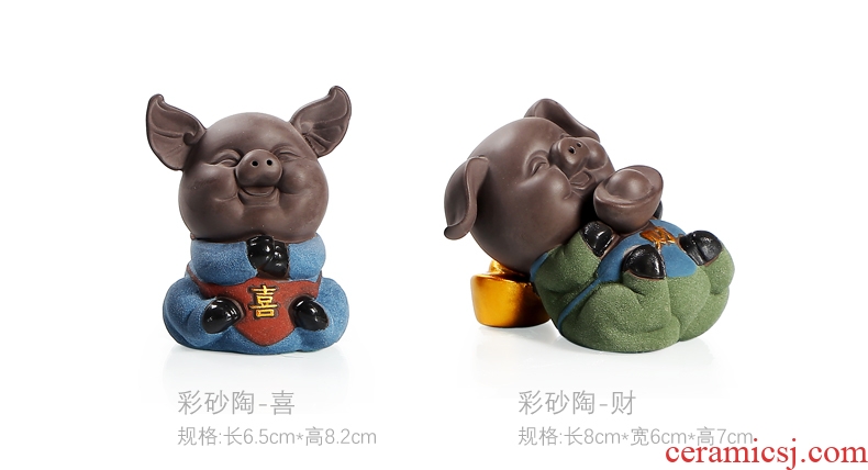Recreational product wufu pig violet arenaceous fine tea pet fortune ceramic that occupy the home furnishing articles lovely pig eight quit to tea accessories